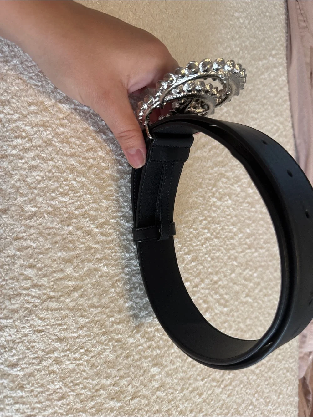 Gucci Black Leather GG Crystal Buckle Belt Size 90/36 - Picture 4 of 5